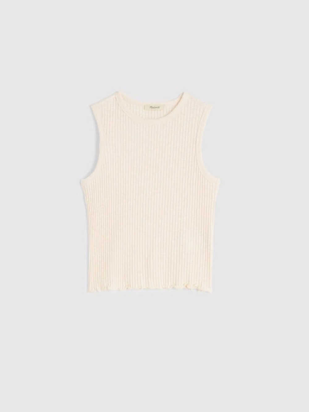 Madewell Ribbed Lettuce-Hemmed Sleeveless Tank Top in Ivory Cream